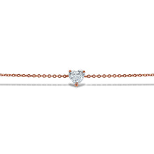 Load image into Gallery viewer, 14k Gold Genuine Diamond Heart Solitaire Stacking Layering Adjustable Dainty Minimalist Chain Bracelet for Women with Drawstring
