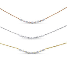 Load image into Gallery viewer, 18k Solid Gold Genuine Natural Diamond Curved Bar Crescent Necklace For Women Adjustable Drawstring Chain
