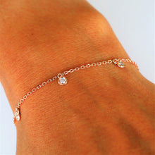 Load image into Gallery viewer, 14k Gold Genuine Diamond Chain Diamond Station Layering Stacking Bracelet White Yellow Rose Gold | Small Medium Large Bezel
