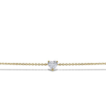 Load image into Gallery viewer, 14k Gold Genuine Diamond Heart Solitaire Stacking Layering Adjustable Dainty Minimalist Chain Bracelet for Women with Drawstring
