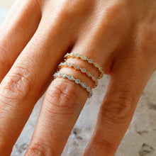 Load image into Gallery viewer, 14k Solid Gold Genuine Natural Diamond Art Deco Eternity Minimalist Stack Ring Wedding Band White Yellow Rose Gold for Women
