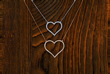 Load image into Gallery viewer, 14k Gold + Genuine High Quality Diamond Classic Open Heart Necklace for Girls or Women White Yellow or Rose Gold w/ Adjustable Chain
