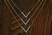 Load image into Gallery viewer, 18k Genuine Diamond Chevron &quot;V&quot; Shaped Necklace w/ High Quality Baguette and Round Diamonds w/ Adjustable Drawstring Chain
