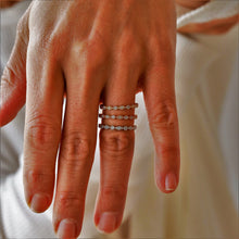 Load image into Gallery viewer, 14k Solid Gold Genuine Natural Diamond Art Deco Eternity Minimalist Stack Ring Wedding Band White Yellow Rose Gold for Women
