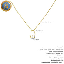 Load image into Gallery viewer, 14K Gold Genuine Small Heart Shaped Floating Diamond Minimalist Layering Stacking Necklace w/ Adjustable Drawstring Chain for Women
