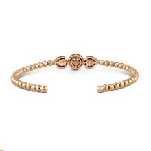 Load image into Gallery viewer, 18k Beaded Diamond Cuff Bangle Genuine Diamond Round and Pear Shape Center for Women in White Yellow Rose Gold
