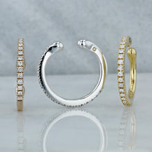 Load image into Gallery viewer, Single 18K Gold &amp; Genuine Diamond Reversible Non-Pierced Ear Cuff in Rose White Yellow Gold
