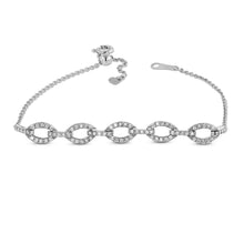 Load image into Gallery viewer, 18k Gold Genuine Diamond Oval Link Dainty Adjustable Bracelet for Women in Rose Yellow White Gold
