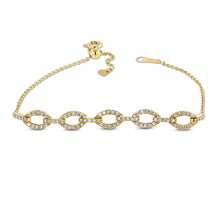 Load image into Gallery viewer, 18k Gold Genuine Diamond Oval Link Dainty Adjustable Bracelet for Women in Rose Yellow White Gold
