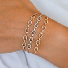 Load image into Gallery viewer, 18k Gold Genuine Diamond Oval Link Dainty Adjustable Bracelet for Women in Rose Yellow White Gold
