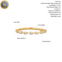 Load image into Gallery viewer, 14k Gold Genuine Diamond Thin Distance Promise Stack Ring Band w/ 9 High Quality Diamonds in White Yellow or Rose Gold for Women or Girls
