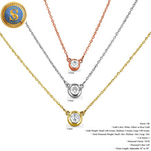Load image into Gallery viewer, 14k Solid Gold Natural Diamond Bezel Pendant Necklace w/ Chain | Minimalist Jewelry for Women
