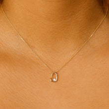 Load image into Gallery viewer, 14K Gold Genuine Small Heart Shaped Floating Diamond Minimalist Layering Stacking Necklace w/ Adjustable Drawstring Chain for Women
