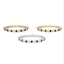 Load image into Gallery viewer, 14k Gold Genuine Diamond Thin Distance Promise Stack Ring Band w/ 9 High Quality Black Diamonds in White Yellow Rose Gold for Women or Girls
