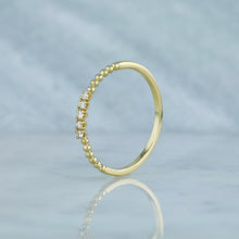 Load image into Gallery viewer, 14k Solid Gold Natural Diamond Thin Beaded Stackable Ring Band
