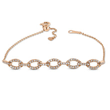 Load image into Gallery viewer, 18k Gold Genuine Diamond Oval Link Dainty Adjustable Bracelet for Women in Rose Yellow White Gold
