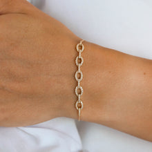 Load image into Gallery viewer, 18k Gold Genuine Diamond Oval Link Dainty Adjustable Bracelet for Women in Rose Yellow White Gold
