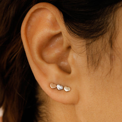 Single (Half Pair) 14k Gold Small Genuine High Quality Heart Earring Studs for Women or Girls in White Yellow Rose Gold