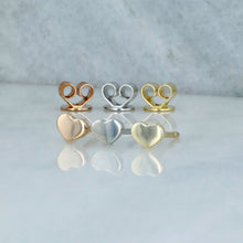 Load image into Gallery viewer, Single (Half Pair) 14k Gold Small Genuine High Quality Heart Earring Studs for Women or Girls in White Yellow Rose Gold
