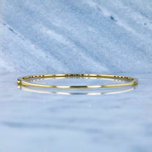 Load image into Gallery viewer, Solid 14k Gold Genuine Natural Diamond Thin Baguette and Round Bangle Bracelet for Women White Yellow Rose Gold
