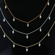 Load image into Gallery viewer, 14k Solid Gold Genuine Natural Diamond Marquise Drop Choker Necklace For Women Adjustable Drawstring Chain
