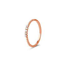 Load image into Gallery viewer, 14k Solid Gold Natural Diamond Thin Beaded Stackable Ring Band
