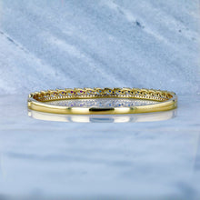 Load image into Gallery viewer, 14k Solid Gold Genuine Natural Diamond and Rainbow Sapphire Bangle for Women White Yellow Rose Gold
