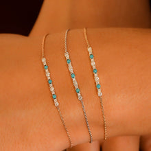 Load image into Gallery viewer, 18k Diamond and Turquoise Adjustable Chain Stack Bracelet for Women and Girls in Rose Yellow White Gold
