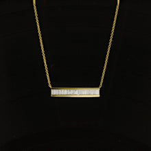Load image into Gallery viewer, 14k Solid Gold Genuine Natural Diamond Baguette Bar Layering Necklace for Women White Yellow Rose Gold
