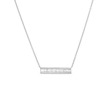 Load image into Gallery viewer, 14k Solid Gold Genuine Natural Diamond Baguette Bar Layering Necklace for Women White Yellow Rose Gold
