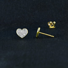 Load image into Gallery viewer, 14k Rose Gold Natural Diamond Micropave Heart Stud, HALF PAIR for Women or Girls in White Yellow Rose Gold
