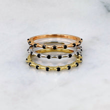 Load image into Gallery viewer, 14k Gold Genuine Diamond Thin Distance Promise Stack Ring Band w/ 9 High Quality Black Diamonds in White Yellow Rose Gold for Women or Girls
