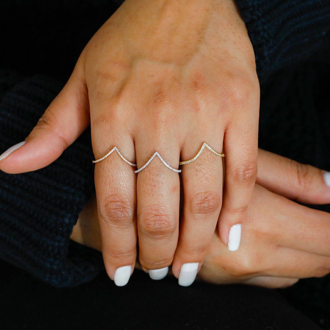 14k Gold and Genuine Diamond Chevron 