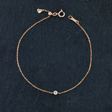 Load image into Gallery viewer, 18k Gold + Genuine Diamond Solitaire Stacking Layering Adjustable Dainty Minimalist Chain Bracelet for Women with Drawstring Pull-Chain
