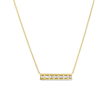 Load image into Gallery viewer, 14k Solid Gold Genuine Natural Diamond Baguette Bar Layering Necklace for Women White Yellow Rose Gold
