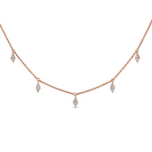 Load image into Gallery viewer, 14k Solid Gold Genuine Natural Diamond Marquise Drop Choker Necklace For Women Adjustable Drawstring Chain
