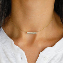 Load image into Gallery viewer, 14k Solid Gold Genuine Natural Diamond Baguette Bar Layering Necklace for Women White Yellow Rose Gold
