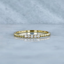 Load image into Gallery viewer, 14k Solid Gold Natural Diamond Thin Beaded Stackable Ring Band
