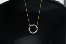 Load image into Gallery viewer, 14k Solid Gold Natural Diamond Baguette and Round Circle Pendant W/ Chain for Women in 14k Yellow White Rose Gold
