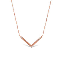 Load image into Gallery viewer, 14k Solid Gold Genuine Natural Diamond Chevron V Shape Layering Necklace with Adjustable Drawstring Chain
