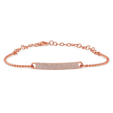 Load image into Gallery viewer, 14k Gold Genuine Diamond Pave Diamond ID Bar Bangle Bracelet Adjustable Length
