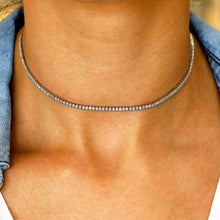 Load image into Gallery viewer, 18k Solid Gold Genuine Diamond Tennis Choker Necklace W/ Adjustable Length Chain for Women White Yellow Rose Gold
