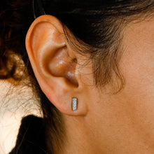Load image into Gallery viewer, SINGLE (Half Pair) 14K or 18K Solid Gold Genuine Natural Princess Cut Bar Line Earring
