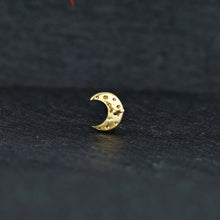 Load image into Gallery viewer, Single (Half Pair) 18k Solid Gold Genuine Natural Diamond Pave Moon Crescent Stud Earring
