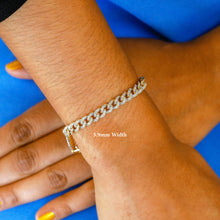 Load image into Gallery viewer, 14k Solid Gold Genuine Natural Diamond HEAVYWEIGHT Cuban Curb Link Reversible Chain Bracelet Unisex Men and Women White Yellow Rose
