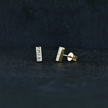 Load image into Gallery viewer, SINGLE (Half Pair) 14K or 18K Solid Gold Genuine Natural Princess Cut Bar Line Earring
