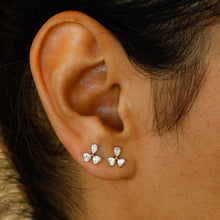 Load image into Gallery viewer, Single (Half Pair) 18k Solid Gold Genuine Natural Diamond  Heart and Pear Shape Stud Earring
