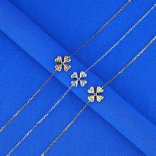 Load image into Gallery viewer, 18K Solid Gold Genuine Natural Diamond Pave Clover Flower Chain Stacking Bracelet with Adjustable Drawstring Chain
