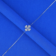 Load image into Gallery viewer, 18K Solid Gold Genuine Natural Diamond Pave Clover Flower Chain Stacking Bracelet with Adjustable Drawstring Chain
