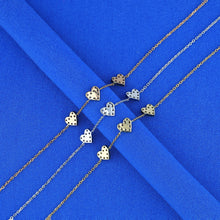 Load image into Gallery viewer, 18k Solid Gold Genuine Natural Diamond Pave 3 Heart Station Stacking Bracelet
